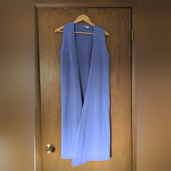 Lularoe Gorgeous Purple Long Sweater Vest with Side Slits, Size Small - Picture 4 of 5